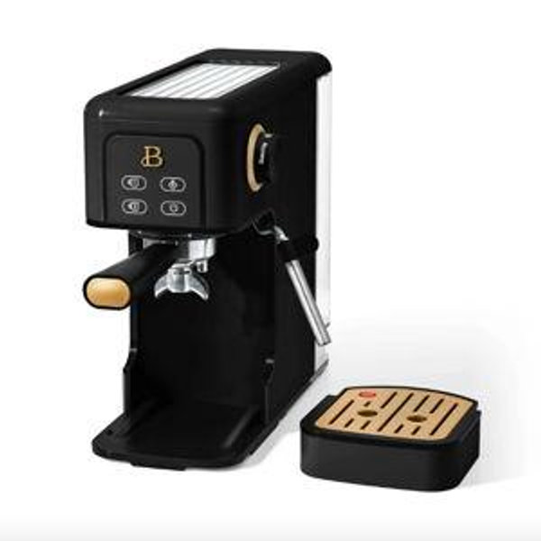 Beautiful Slim Espresso Maker with 20-Bar Pressure, Black Sesame by Drew Barrymore
