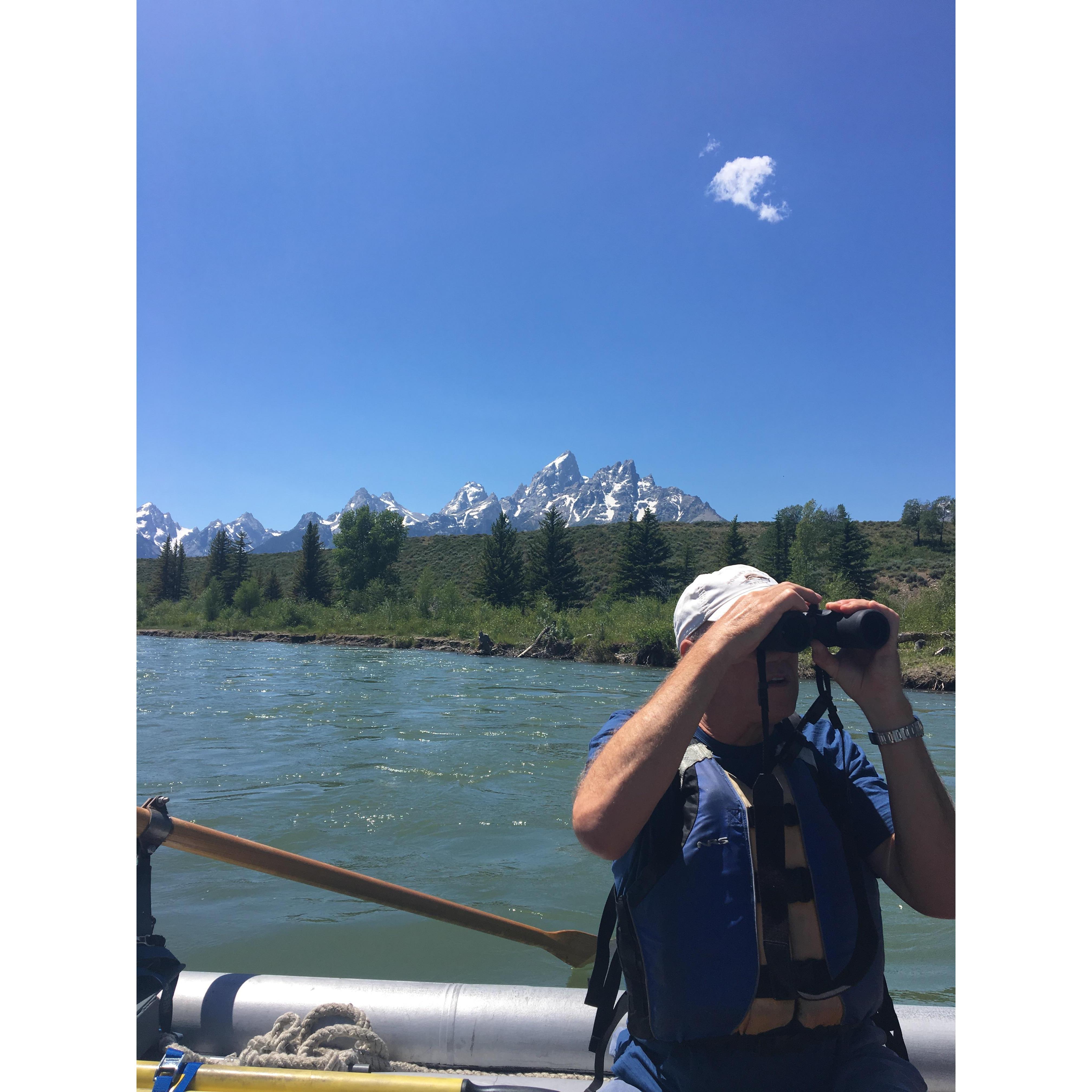 Uncle Burt looking for antelope on a Solitude Float Trip