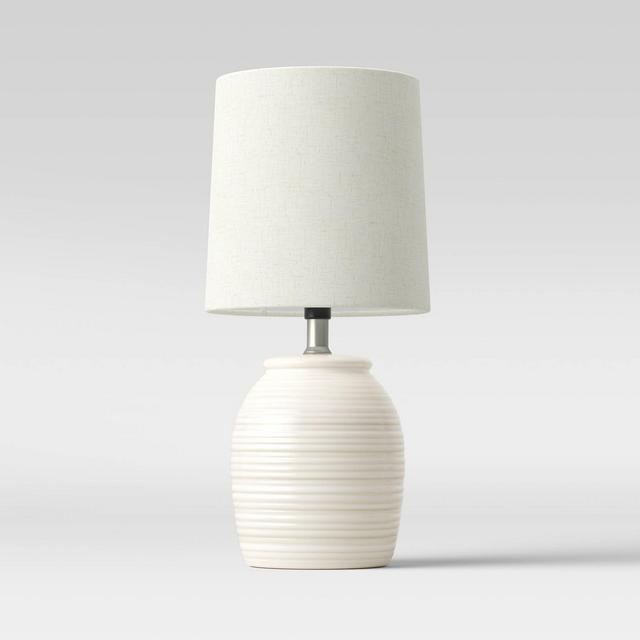Embossed Striped Pattern Ceramic Mini Lamp White - Threshold™