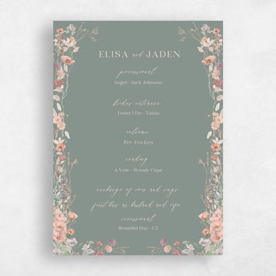 Deep Sage, Green Wedding Program - Harley