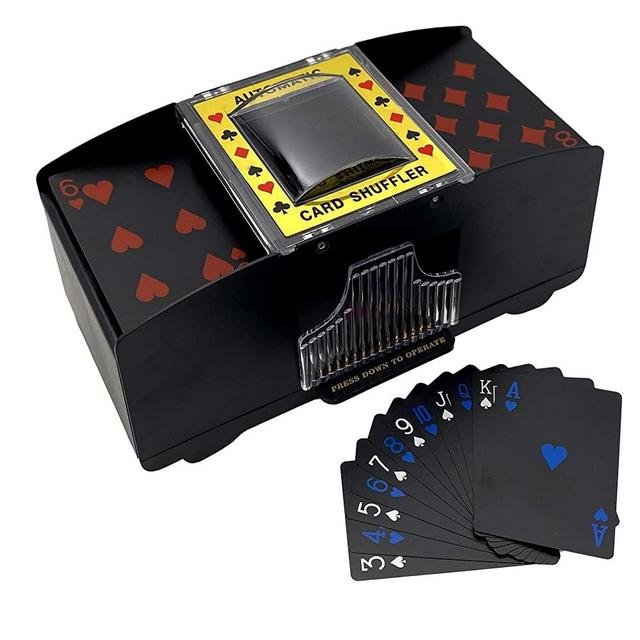 LIIBOT 2 Deck Automatic Card Shuffler with 1 Deck of Playing Card, UNO, Texas Hold'em, Poker, Home Card Games, Blackjack, Battery Operated Electric Poker Shuffling Machine