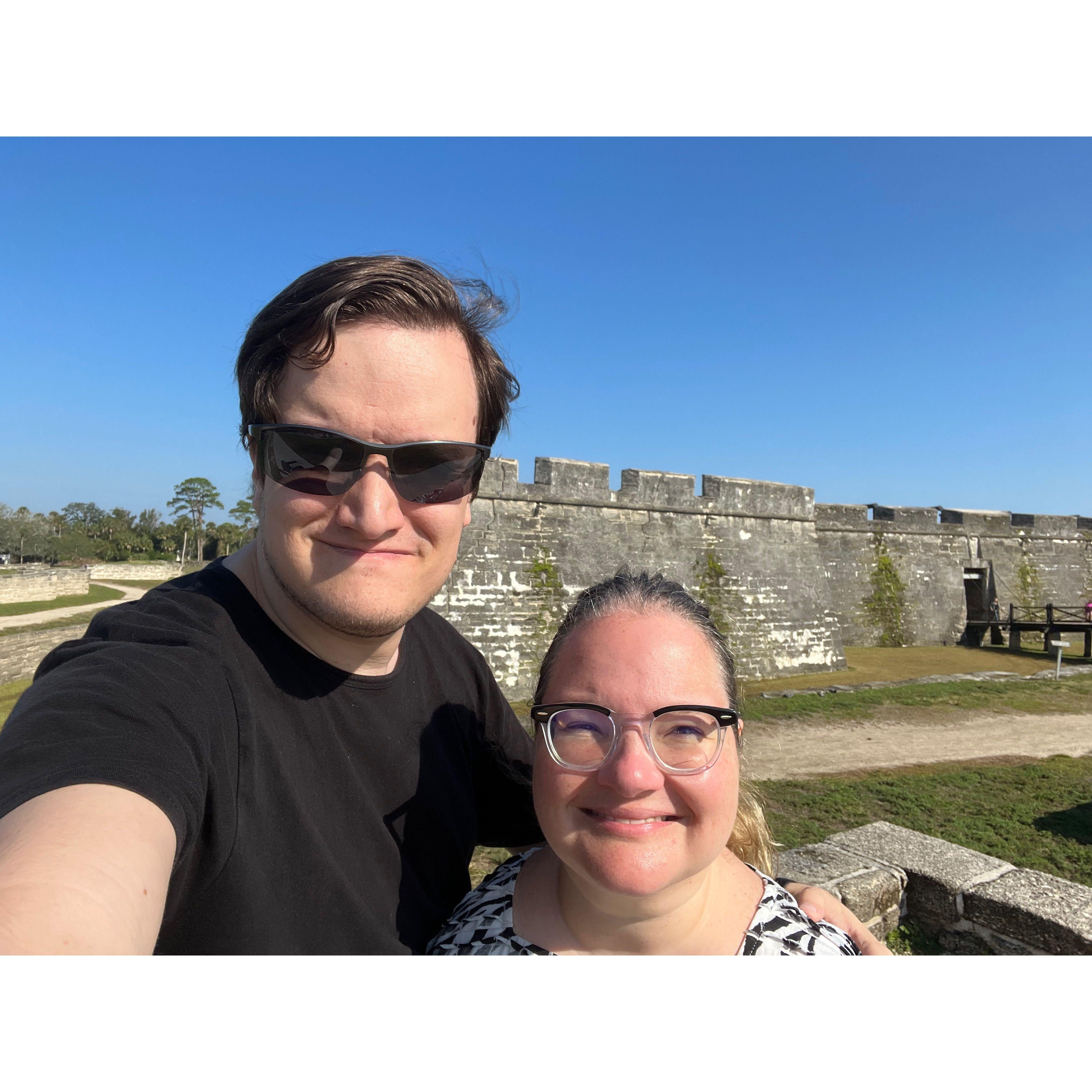 Selfie in front of Castillo de San Marcos National monument in Saint Augustine.