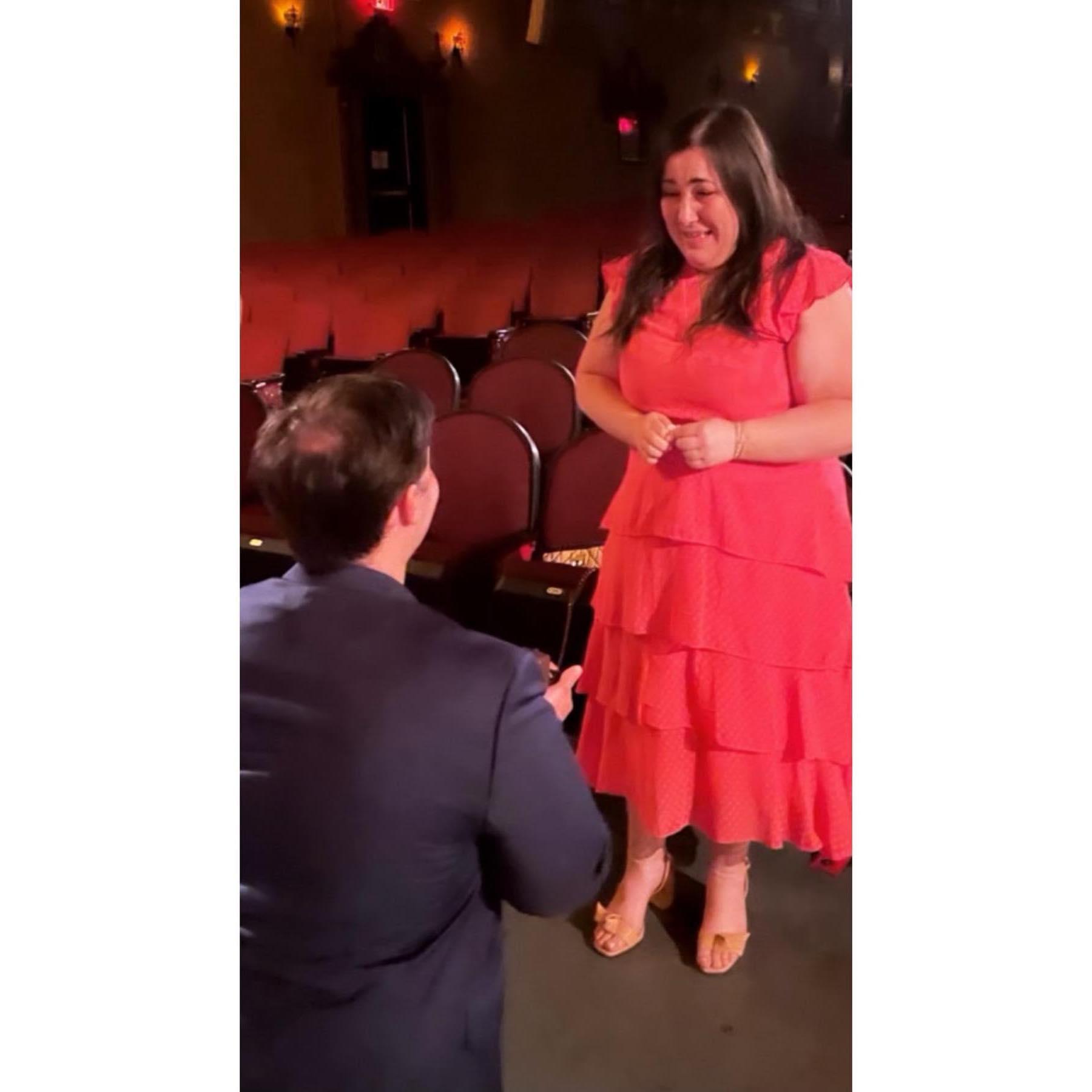 Our proposal moment at The Music Box Theater