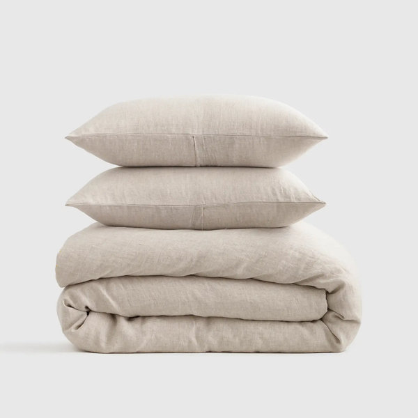 European Linen Duvet Cover Set - King/Cal King - natural chambray