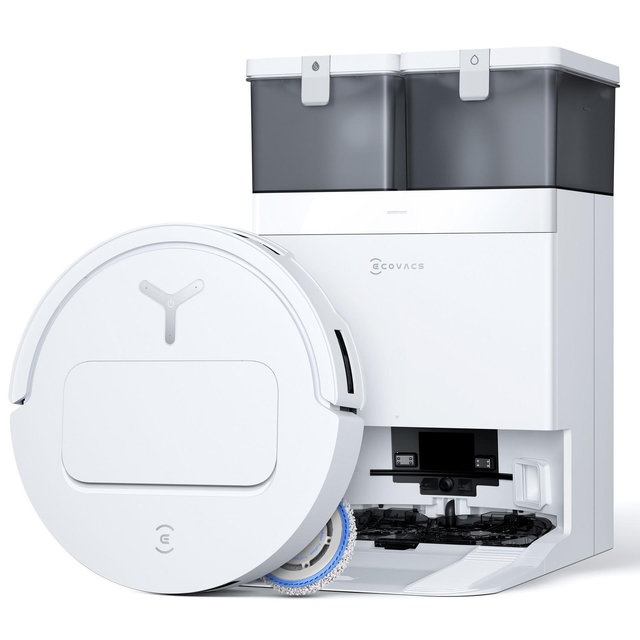 ECOVACS DEEBOT T50 PRO Omni Robot Vacuum and Mop, 3.19” Ultra-Slim, 15,000Pa Suction, Self-Emptying Self-Cleaning Station, Auto Mop Wash & Dry - White