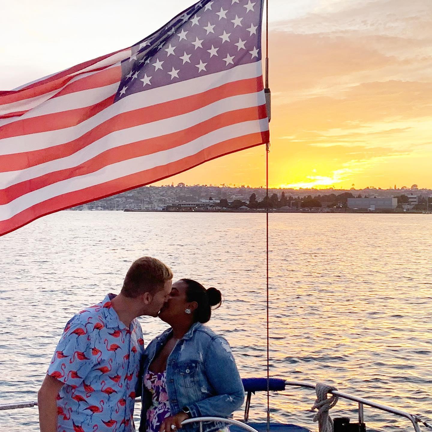 On the sailboat in San Diego when Ryan proposed.