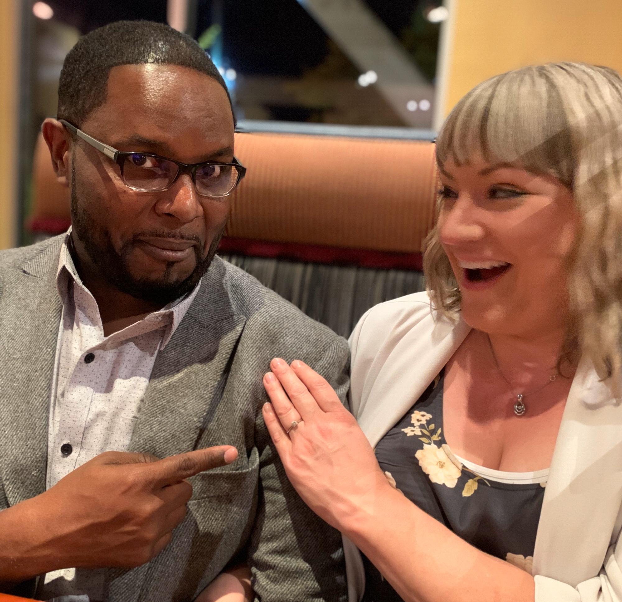 Out to dinner after getting engaged. The best birthday gift Keri has ever received.