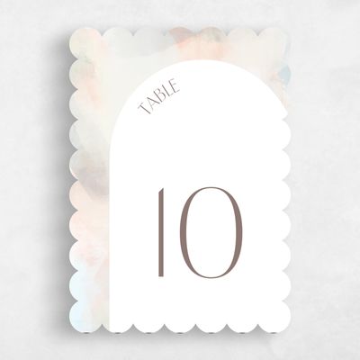 White Scalloped Wedding Table Number - Coleridge