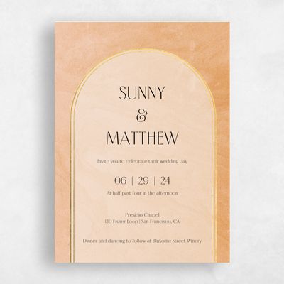 Golden Orange Wedding Invitation - Dorado Arch Foil
