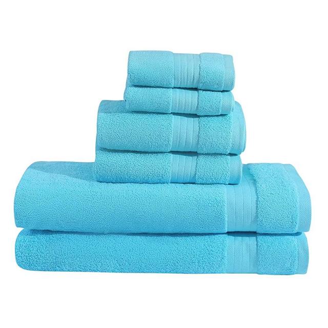 Mawill 6 Pieces Cotton Towel Set, Soft and Highly Absorbent Face Wash Cloth, Hotel Spa Bath Towel, 2 Bath Towels, 2 Hand Towels, 2 Washcloths (Turquoise Blue)