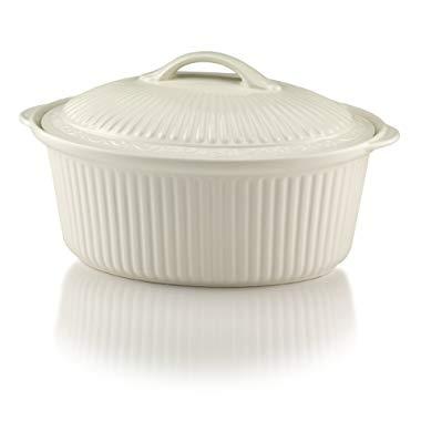 Mikasa Italian Countryside Round Casserole Dish with Lid, White , 1.5-Quart - DD900-621