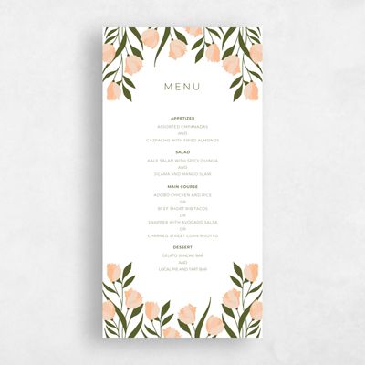 Pink Summer Wedding Menu - Crofton