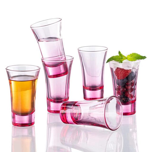 M&N Home Ombre Pink Shot Glasses, 2 Oz Set of 6 Colored Shot Glasses, Whiskey Glasses, Tequila Shot Glasses, Cocktail Glasses, Round Shot Glasses for Vodka, Spirits & Liquors, (Gradient Pink Set)