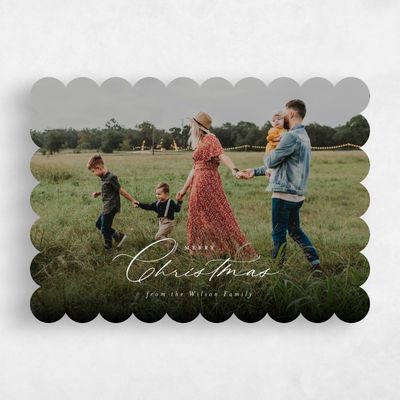 White Scalloped Holiday Card - Levi Landscape