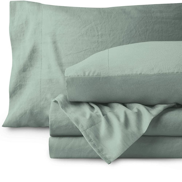 Bare Home Sandwashed Queen Sheet Set - Premium 1800 Ultra-Soft Microfiber Bed Sheets - Breathable Bedding - Hypoallergenic - Stain Resistant (Queen, Sandwashed Slate)
