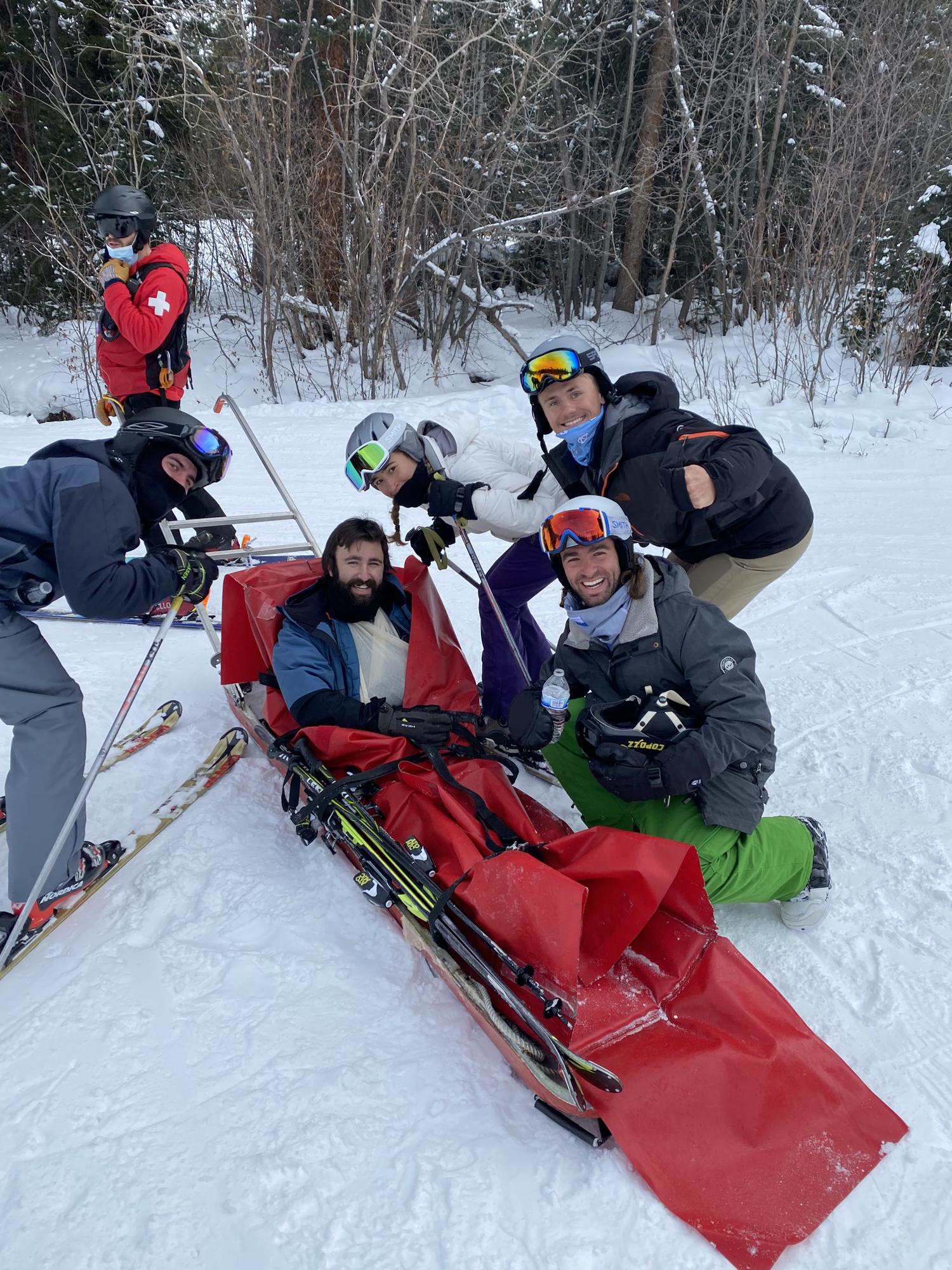 Adam tried to be impressive skiing 
(he still was despite the injury)