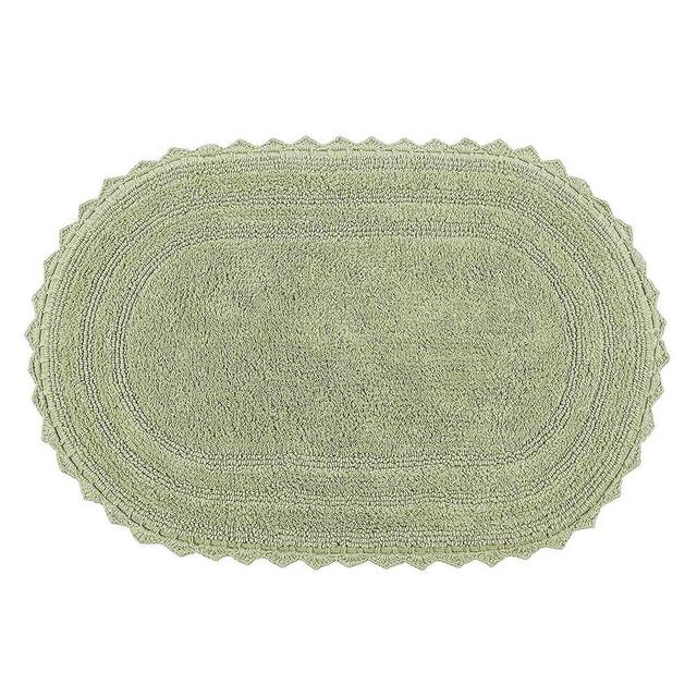 Better Trends Lilly Crochet 20x32 Oval Bathroom Rug & Reversible Bathroom Rugs, Bath mats for Bathroom, Luxurious 100% Cotton Bath Rug & Water Absorbent Bathroom Mat- Sage Green Bath Matt