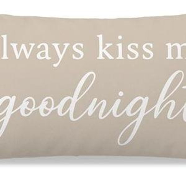 Amazon Decorative Throw Pillow Covers 12x20 Inch, Always Kiss Me Goodnight Beige Lumbar Cushion Case for Bedroom Bed Sofa Couch, Sweet Gift for Couples Wedding Anniversary Home Decor