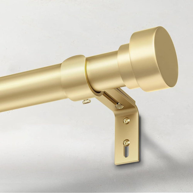 IFELS Heavy Duty Curtain Rods for Windows 28 to 48 Inch, 1 Inch Adjustable Gold Curtain Rod Set with Easy Installation and Modern Design (A1,Gold,30-60")