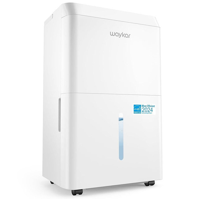 Waykar 80 Pint Energy Star Dehumidifier for Home, Basement, Large Rooms up to 5,000 Sq. Ft. - Auto Defrost, Ultra Quiet(40 dB), Auto Comfort Mode, with Drain Hose & Water Tank
