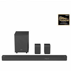 Hisense AX5125H 5.1.2Ch Sound Bar with Wireless Subwoofer, 500W, Dolby Atmos, Bluetooth 5.3, EzPlay, 4K HDMI Pass Through, Roku TV Ready, DTS:X, HDMI/AUX/ARC/Optical/USB, 7 EQ Modes