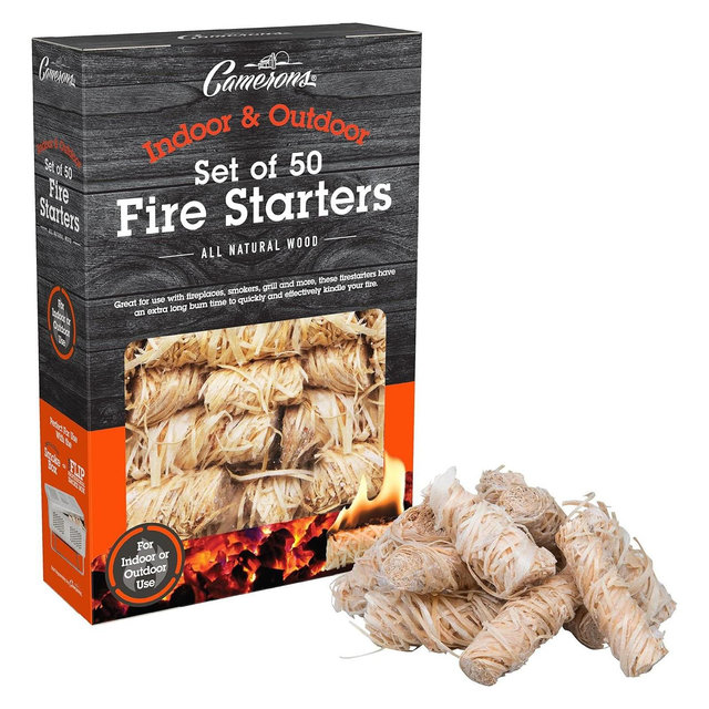 Cameron's All Natural Fire Starters Unique Design Lights Quick & Easily with No Flare Up-Indoor Outdoor Use for Barbecue Charcoal Grill & More