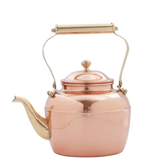 Old Dutch International 887 Solid Copper Tea Kettle with Brass Handle, 2 1/2 Qt.