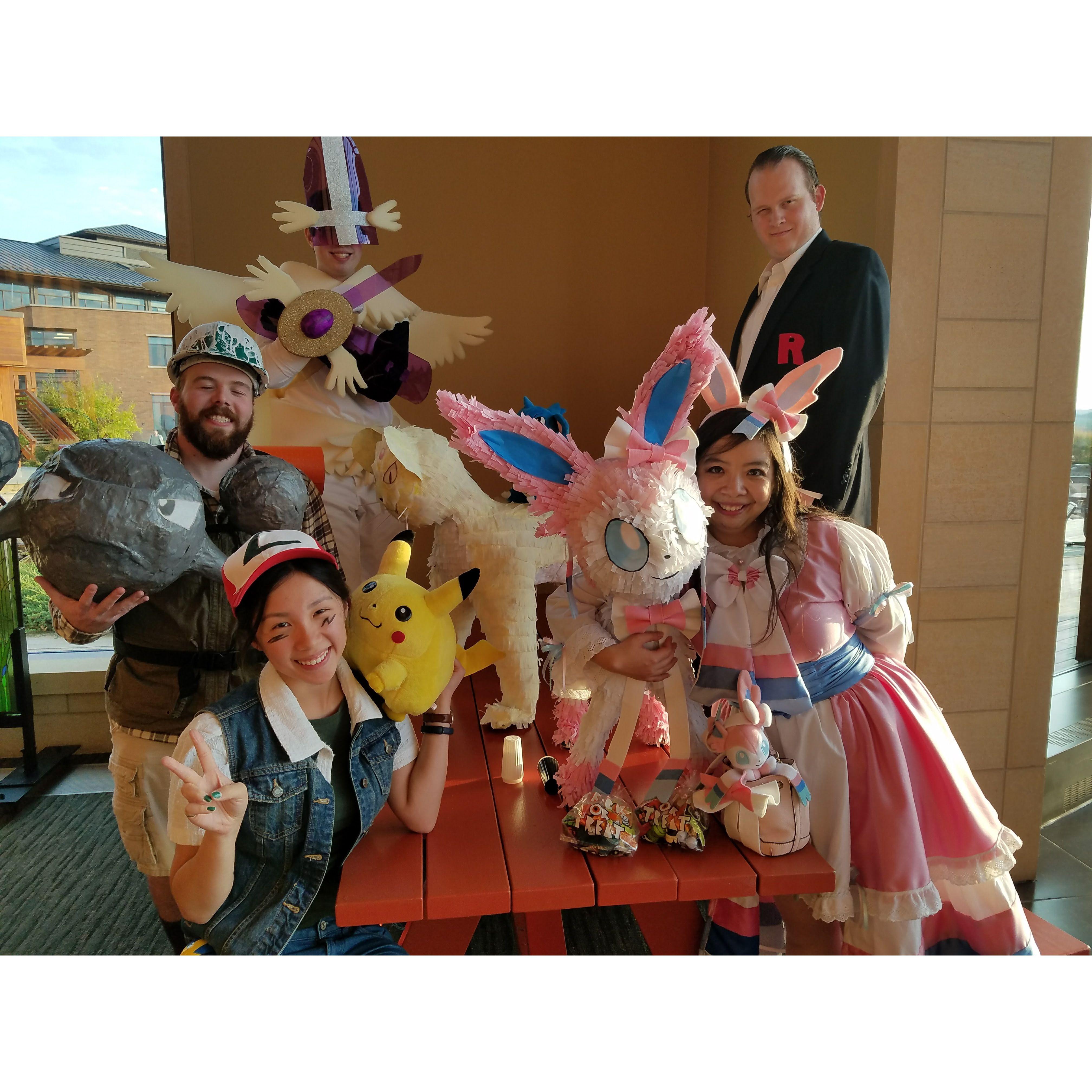 Prepare for trouble, and make it double!
(All the paper-mache Pokémon were made by the bride!)