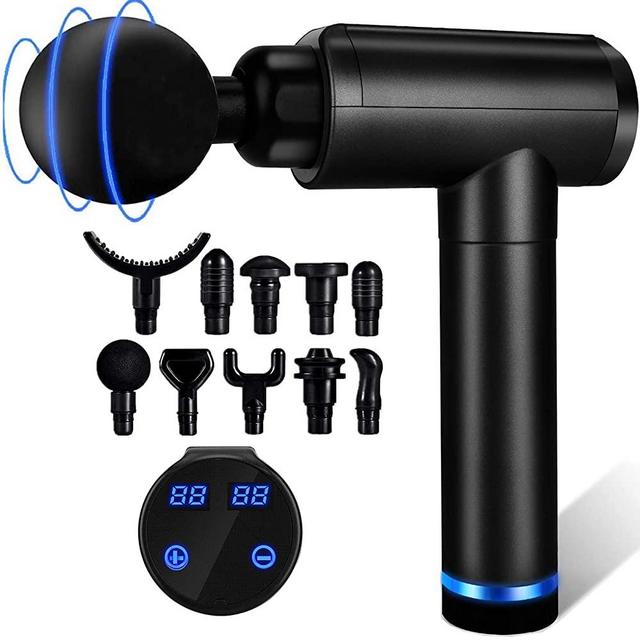 Massage Gun, Muscle Therapy Gun, Hand Held Body Deep Muscle Massager with 30 Adjustable Speeds, 10 Types of Massage Heads, Quiet & Comfortable Muscle Soreness Relieves