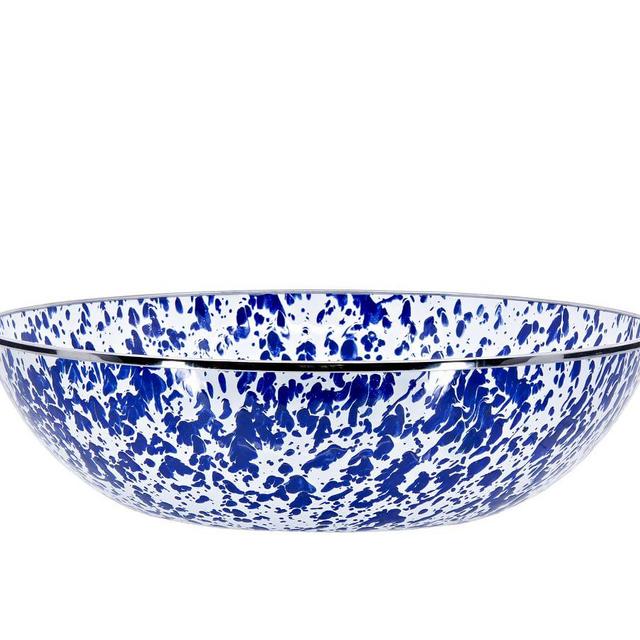 Swirl Enamel Serving Bowl, Large - Cobalt