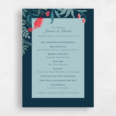 Deepest Teal, Blue Wedding Program - Blysse