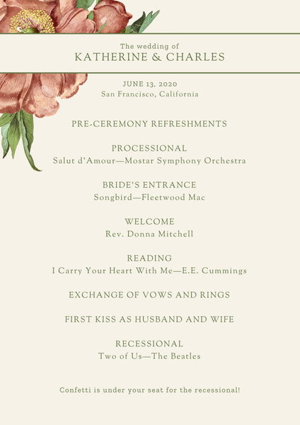 Sparrow | Red | Zola Wedding Programs