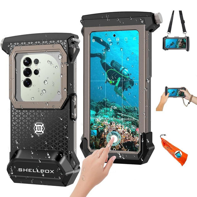 Saupsitnz 2025 Diving Snorkeling Phone Case for iPhone 17/16/15/14/13/12/11 Pro Max/XS/X Samsung Galaxy S25/S24/S23 Professional Scuba Dive Waterproof Underwater Photo Video Cover (5TH Gen, Black-)