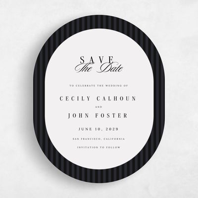 Black Oval Wedding Save the Date - Madison Portrait