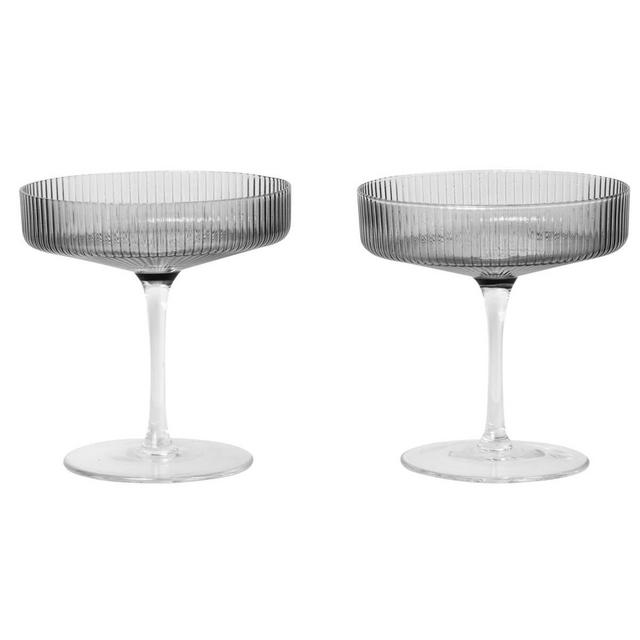 Ripple Champagne Glasses in Smoked Grey