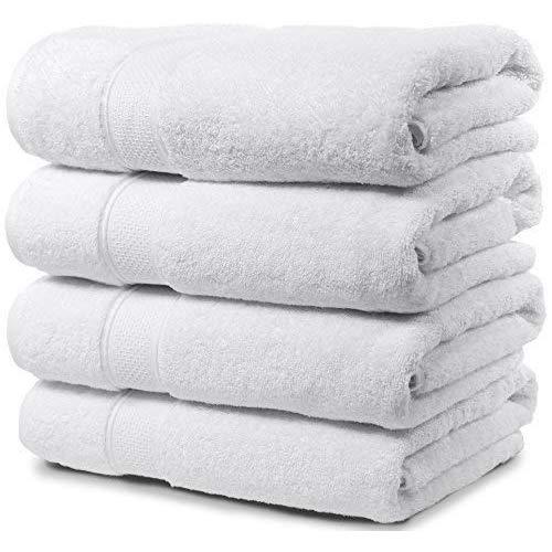 Maura 4 Piece Bath Towel Set. Extra Large 30"x56" Premium Turkish Towels. Thick, Soft, Plush and Highly Absorbent Luxury Hotel & Spa Quality Towels - White