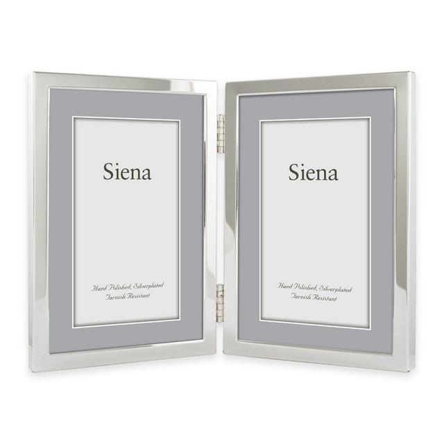 Siena Silver-Plated Narrow Border Plain 4-Inch x 6-Inch 2-Photo Picture Frame