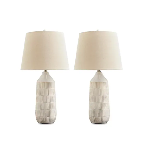 Signature Design by Ashley Willport Contemporary 27" Ceramic Table Lamp, Set of 2, Off White