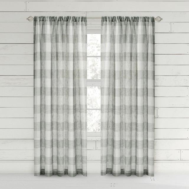 Bee & Willow™ Home Buffalo Check 63-Inch Rod Pocket Window Curtain Panel in Charcoal