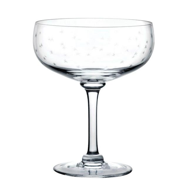 A Set Of Four Crystal Cocktail Glasses With Stars Design