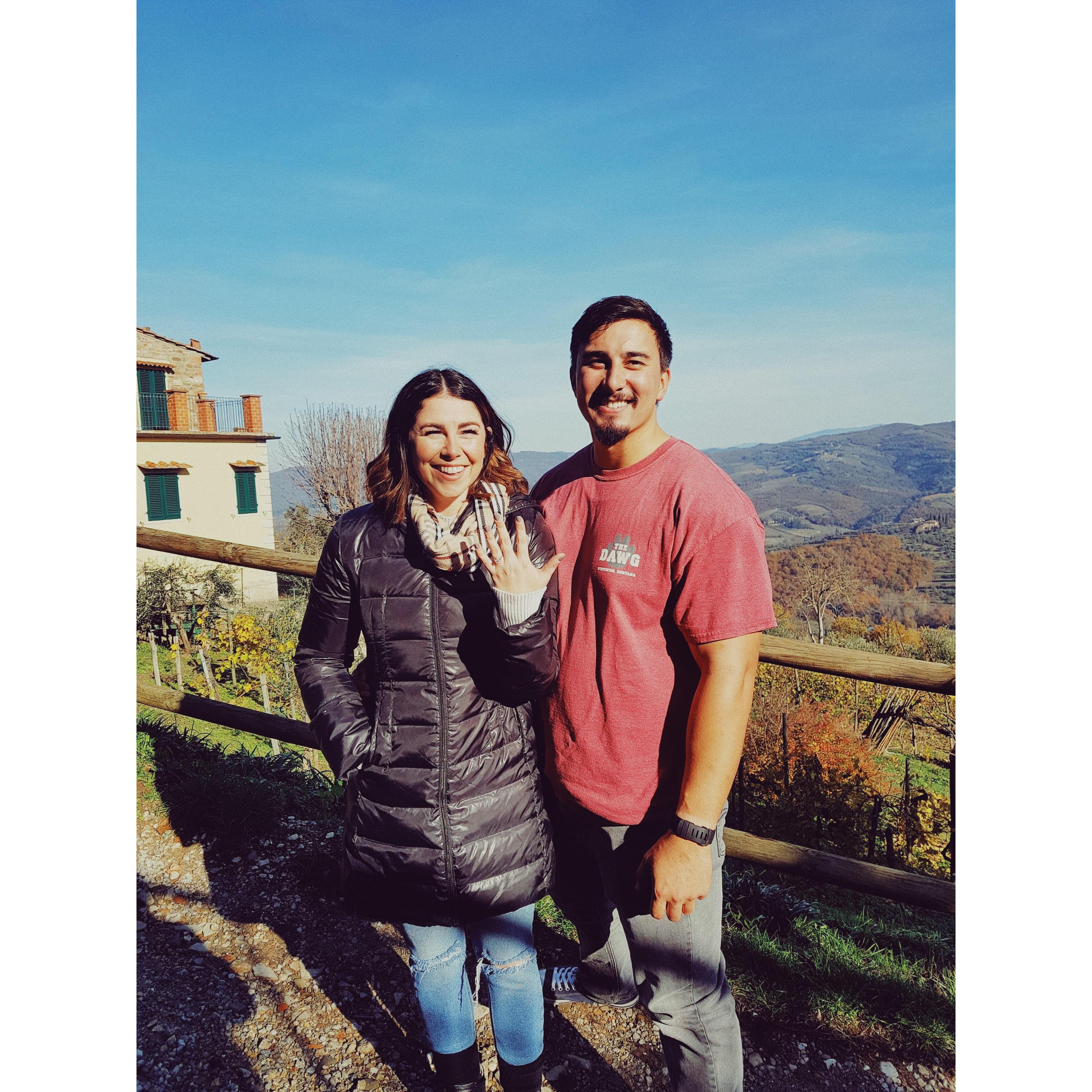 Engaged in Greve, Italy!