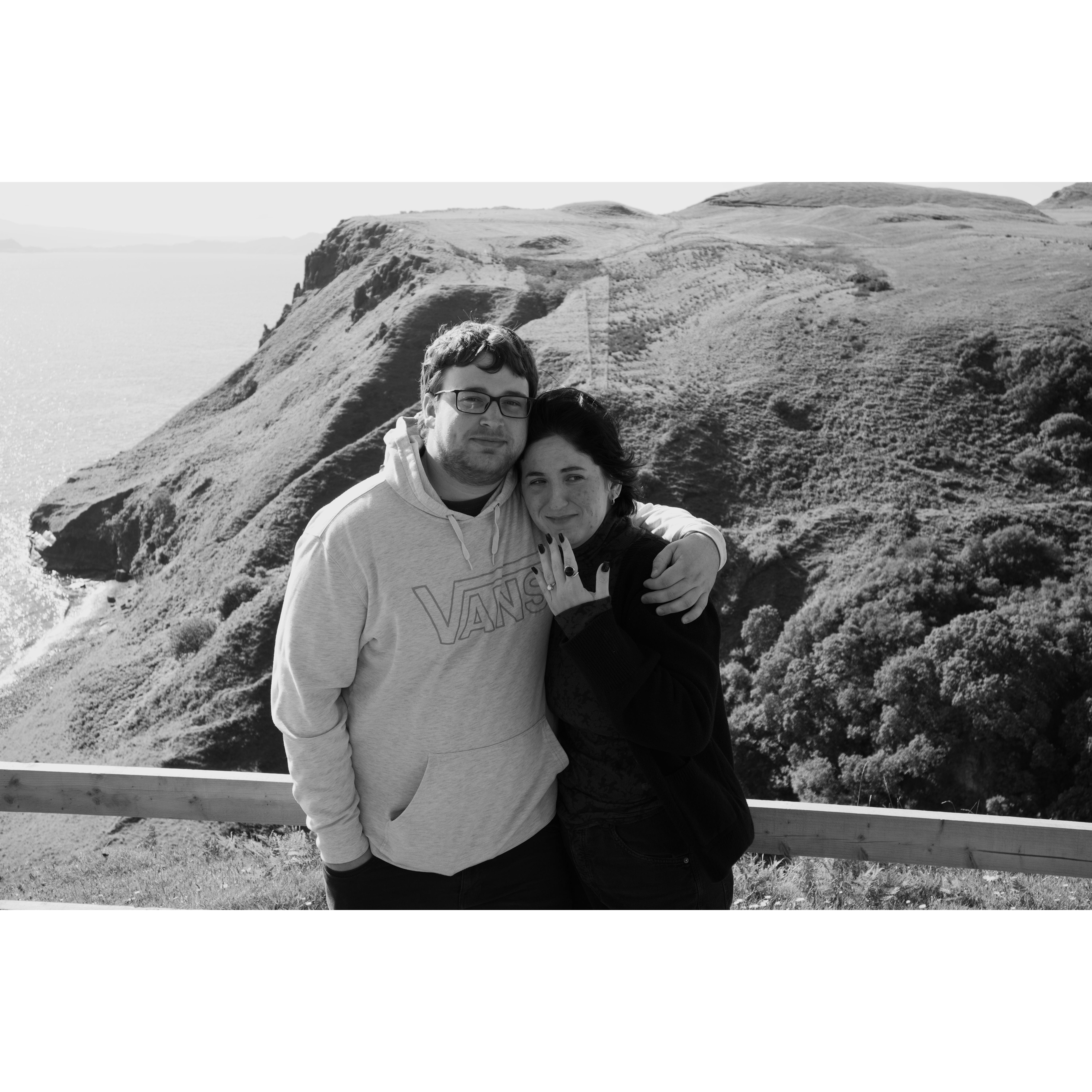 Just after our engagement, on the Isle of Skye in Scotland.