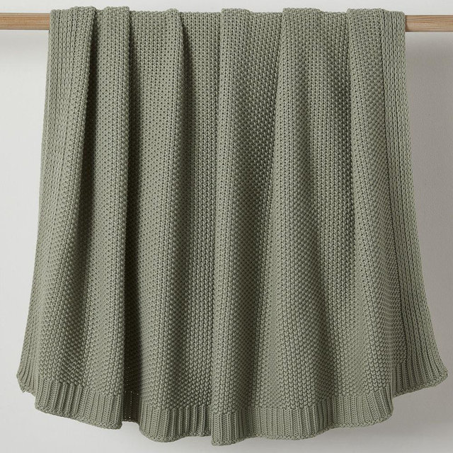 Cotton Knit Throw, 50X60, Celadon