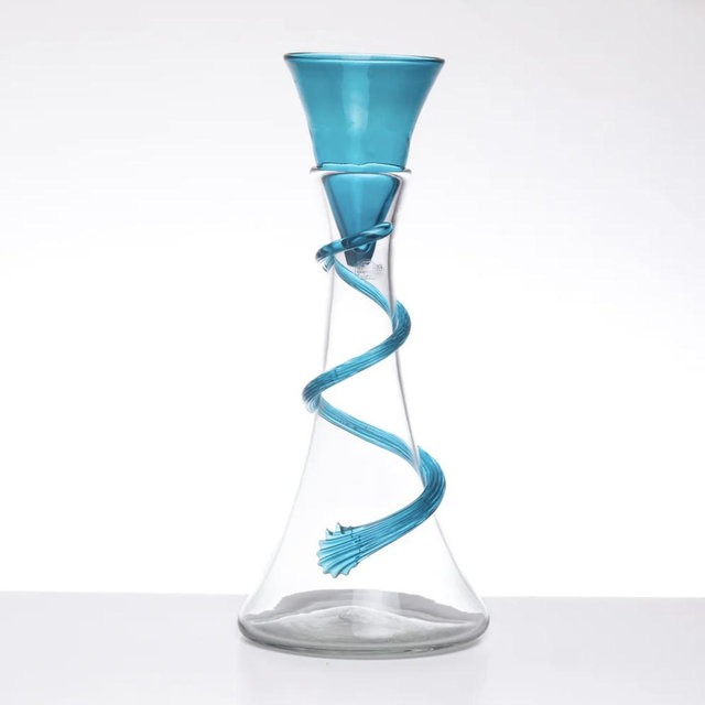 3715 Helix Decanter - Crystal with Cerulean
