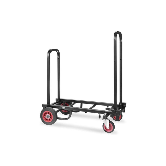 Pyle Portable Utility Cart - Adjustable 8-in-1 Folding Multi-Cart, Hand Truck/Dolly/Platform Cart - Black