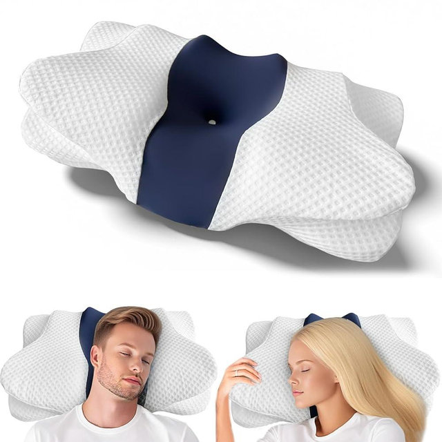 Minkurov Dual Height 2 in 1 Cervical Neck Pillow for Pain Relief, Cooling Pillows with Breathable Pillowcase, Newly Upgraded Contour Memory Foam Pillow for Side Back Stomach Sleeper
