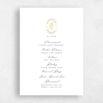 White Simple Wedding Program - Visby Foil