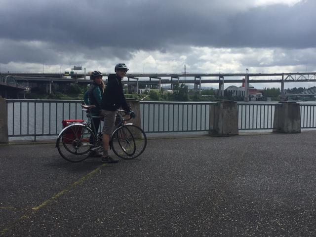 Biking around Portland along the waterfront (this time for that house hunting show we filmed!)