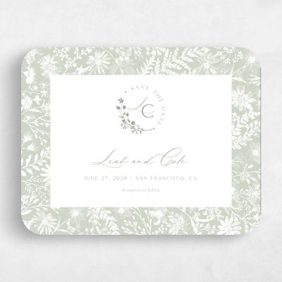 Green Rounded Wedding Save the Date - Wildbloom Landscape