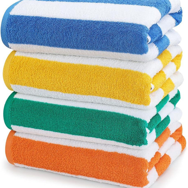 Utopia Towels Cabana Stripe Beach Towels, 30 x 60 Inches - Large Pool Towels (Bulk Pack of 24, Multi Color)
